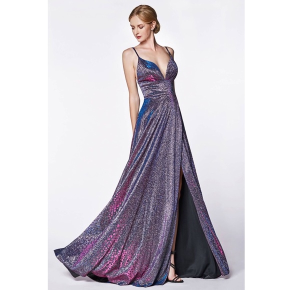 Metallic Purple Long Formal Dress